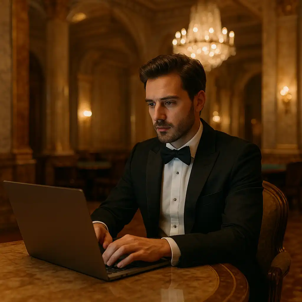 Player registering a new WinCleo Casino account on a laptop